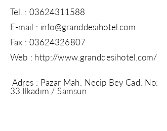 Grand Desi Hotel iletiim bilgileri